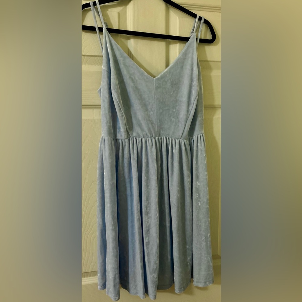 NWOT BABY BLUE VELVET SKATER DRESS HOLIDAY WINTER NYE PARTY SPECIAL OCCASION